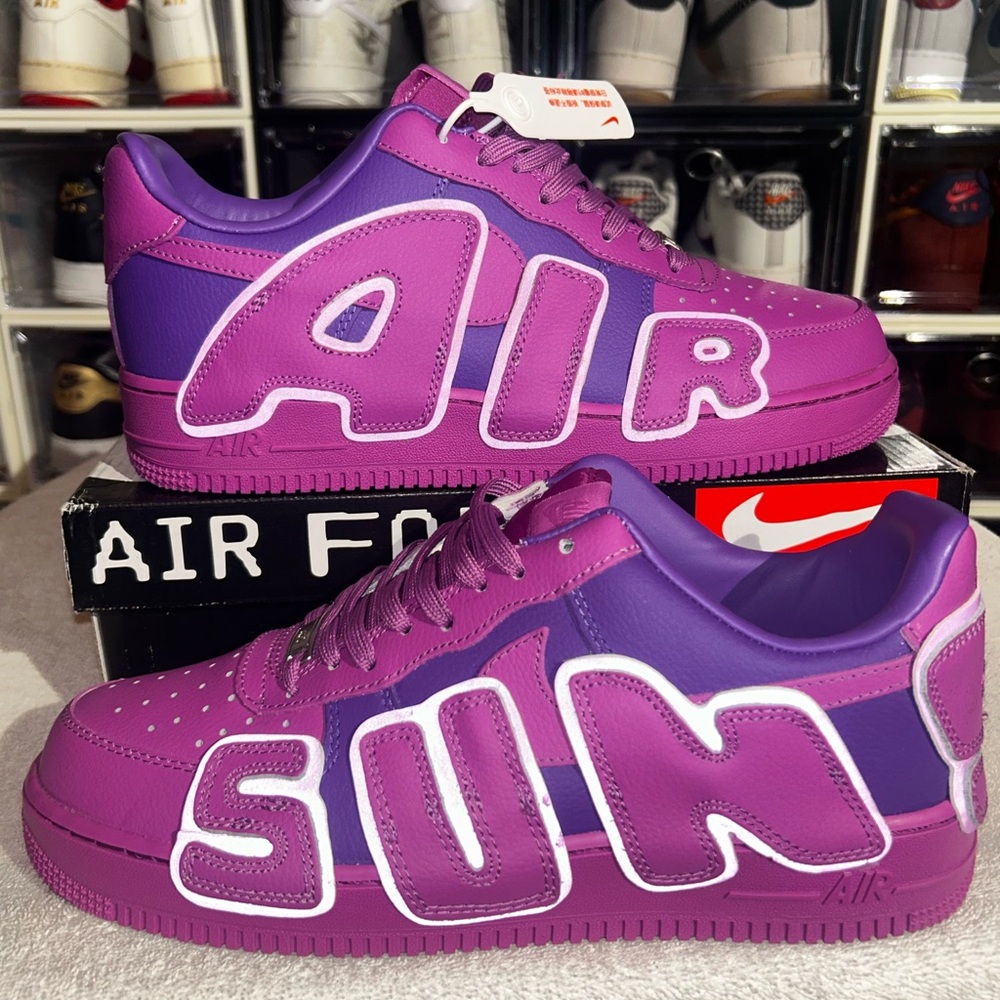 Nike Purple and White Air Force Sneakers